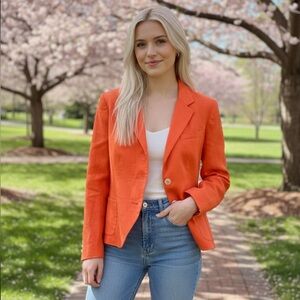 Lauren Ralph Lauren bright orange linen jacket blazer